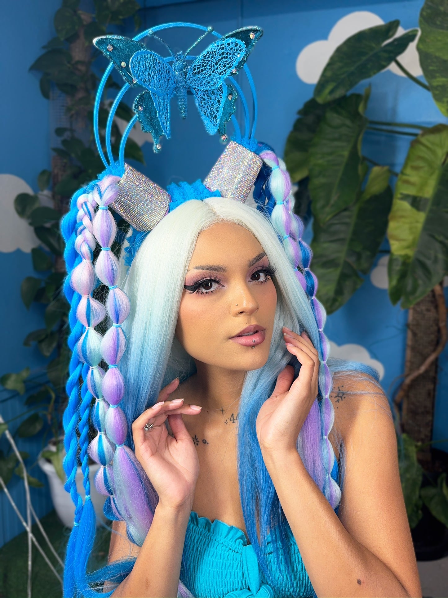 Blue Butterfly Space Braids