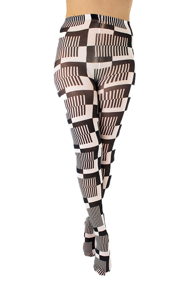 Monochrome Cube Printed Tights