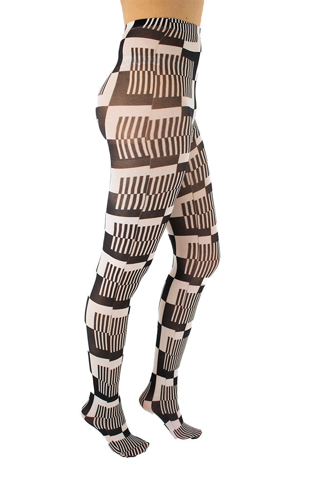 Monochrome Cube Printed Tights