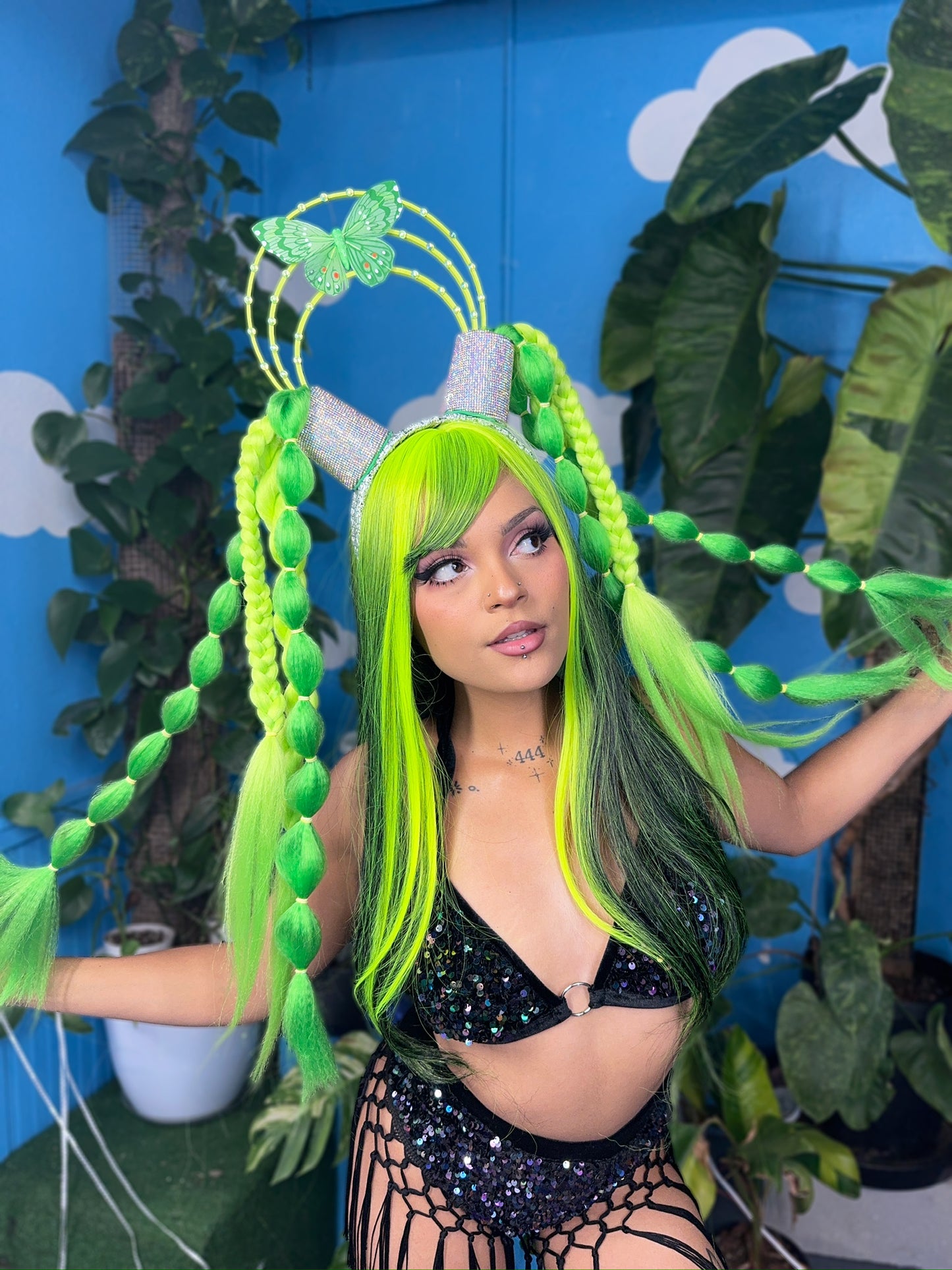 Spring green halo space braids