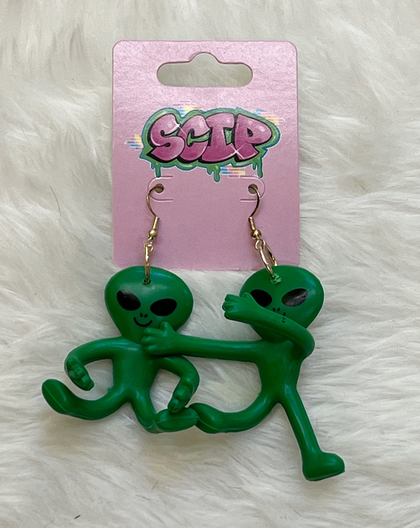 Bendy Arm Alien Earrings