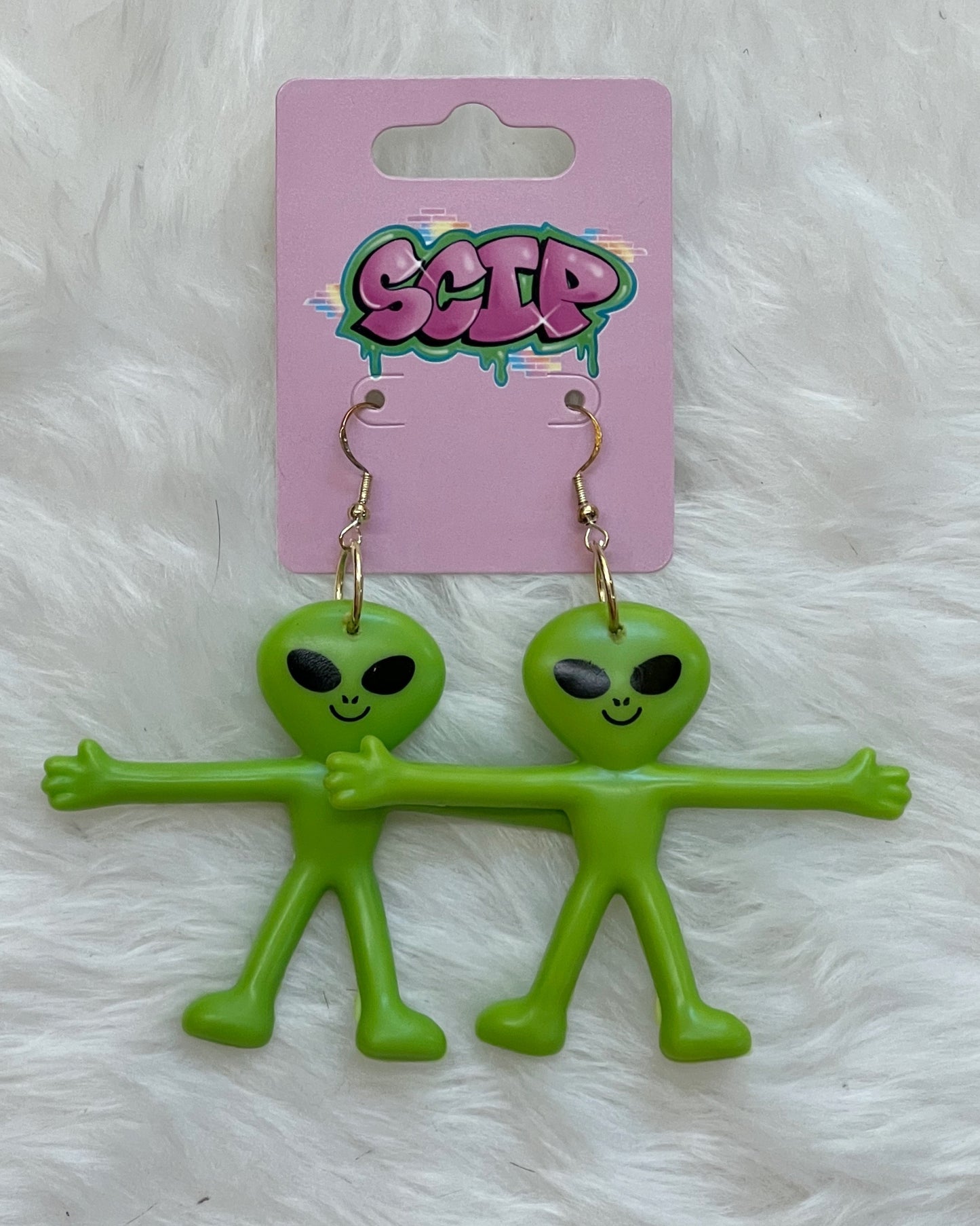 Bendy Arm Alien Earrings