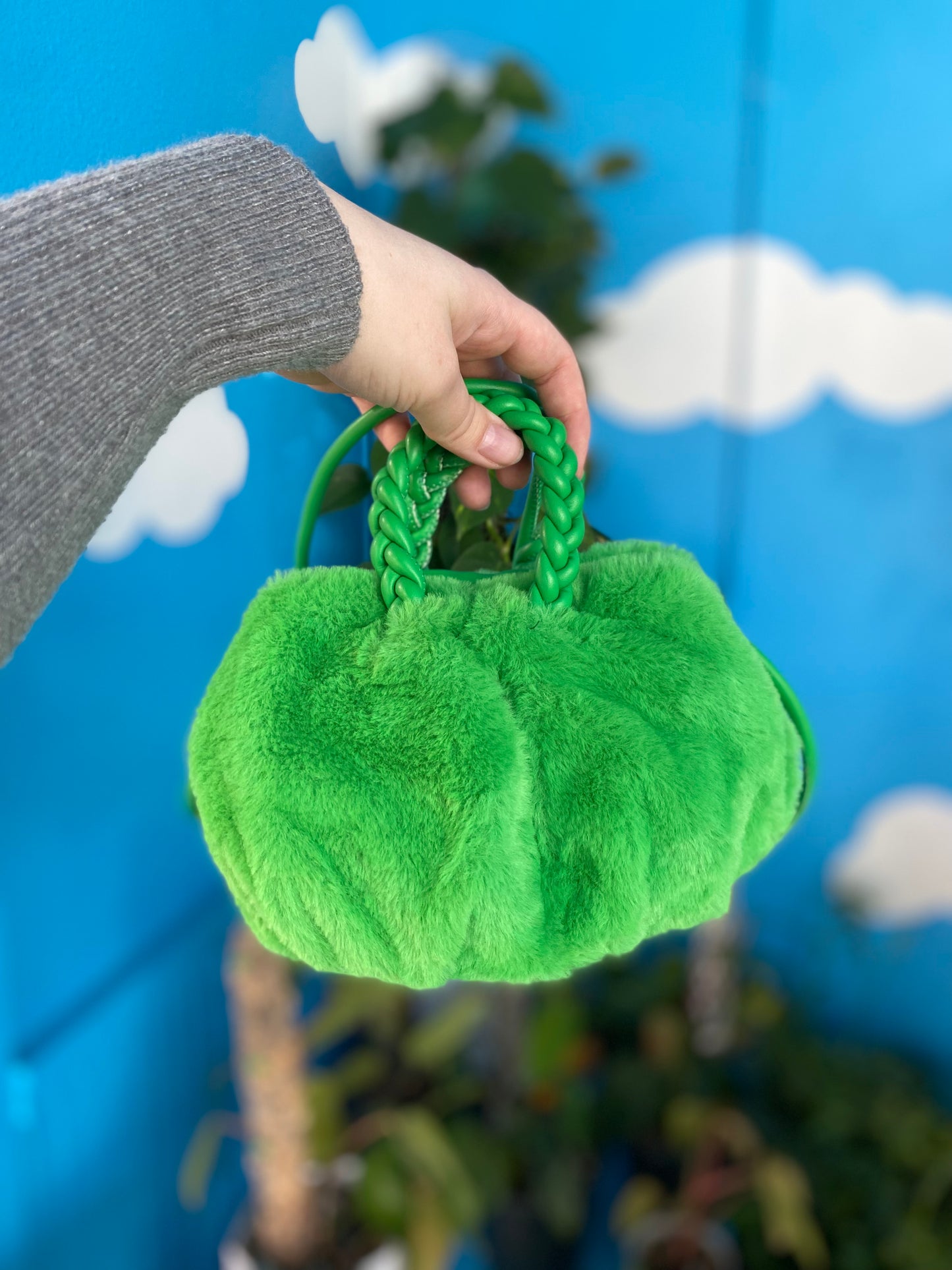 Fuzzy Green Apple Bag