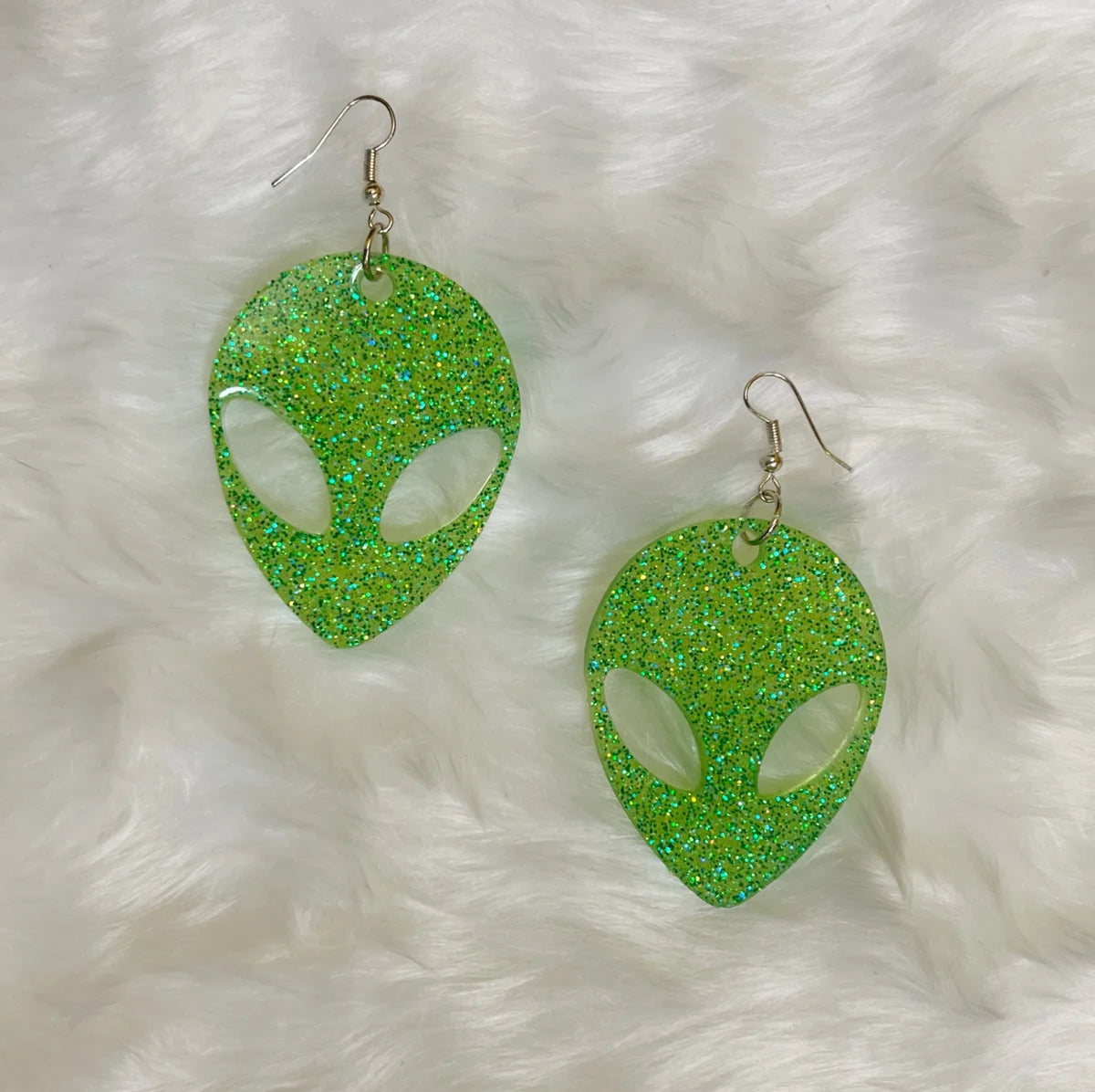 Medium Glitter Alien Earrings
