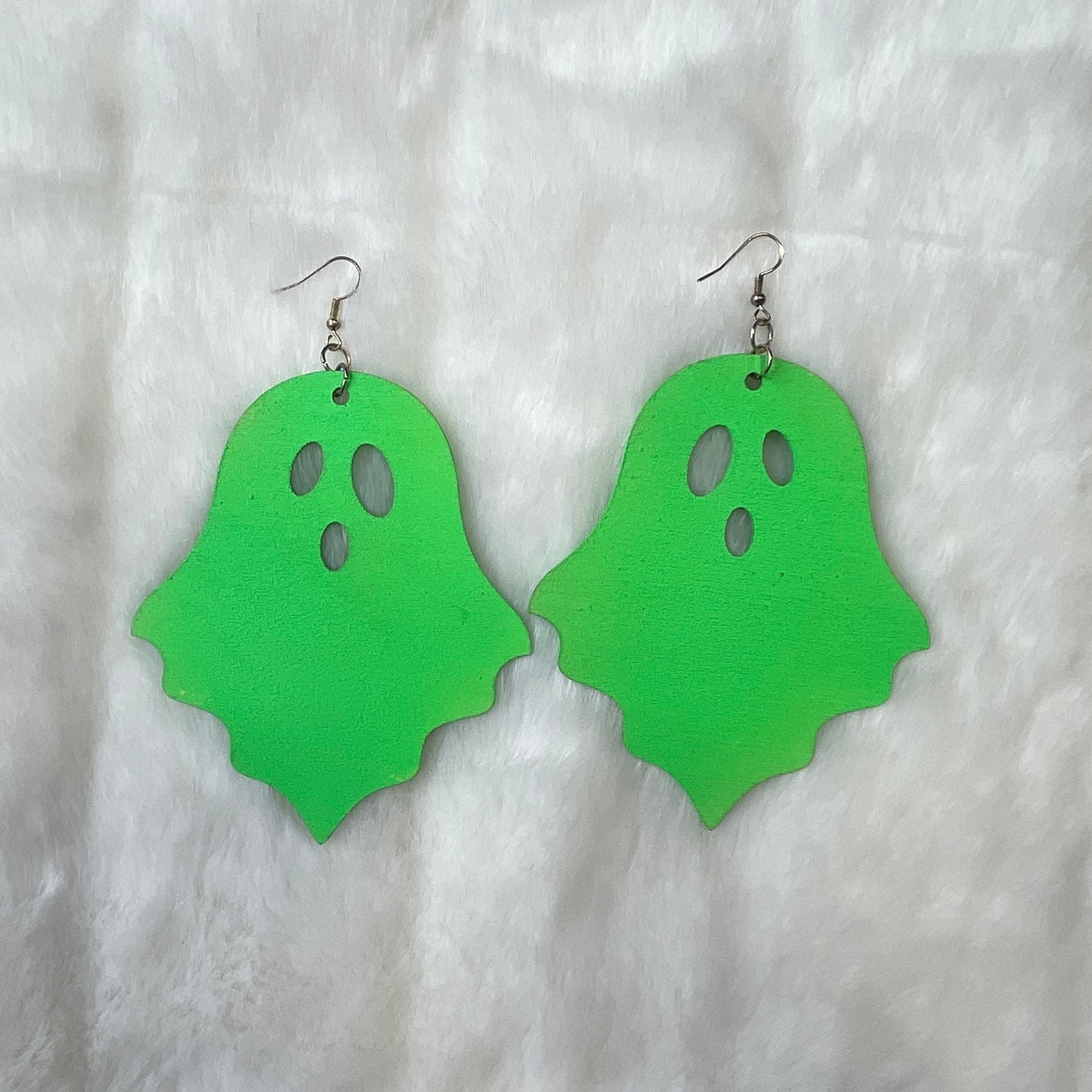 Wood Cut Ghost Earrings