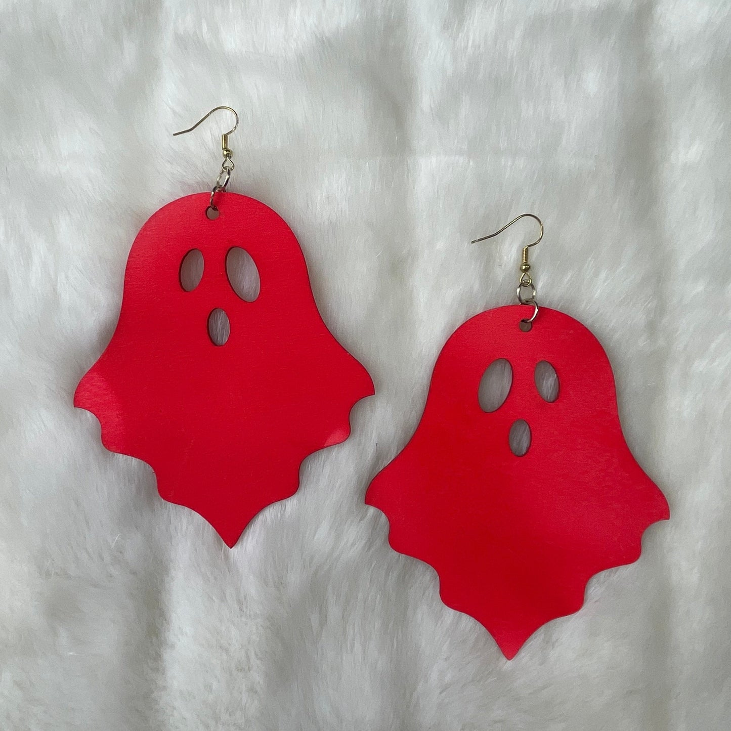 Wood Cut Ghost Earrings