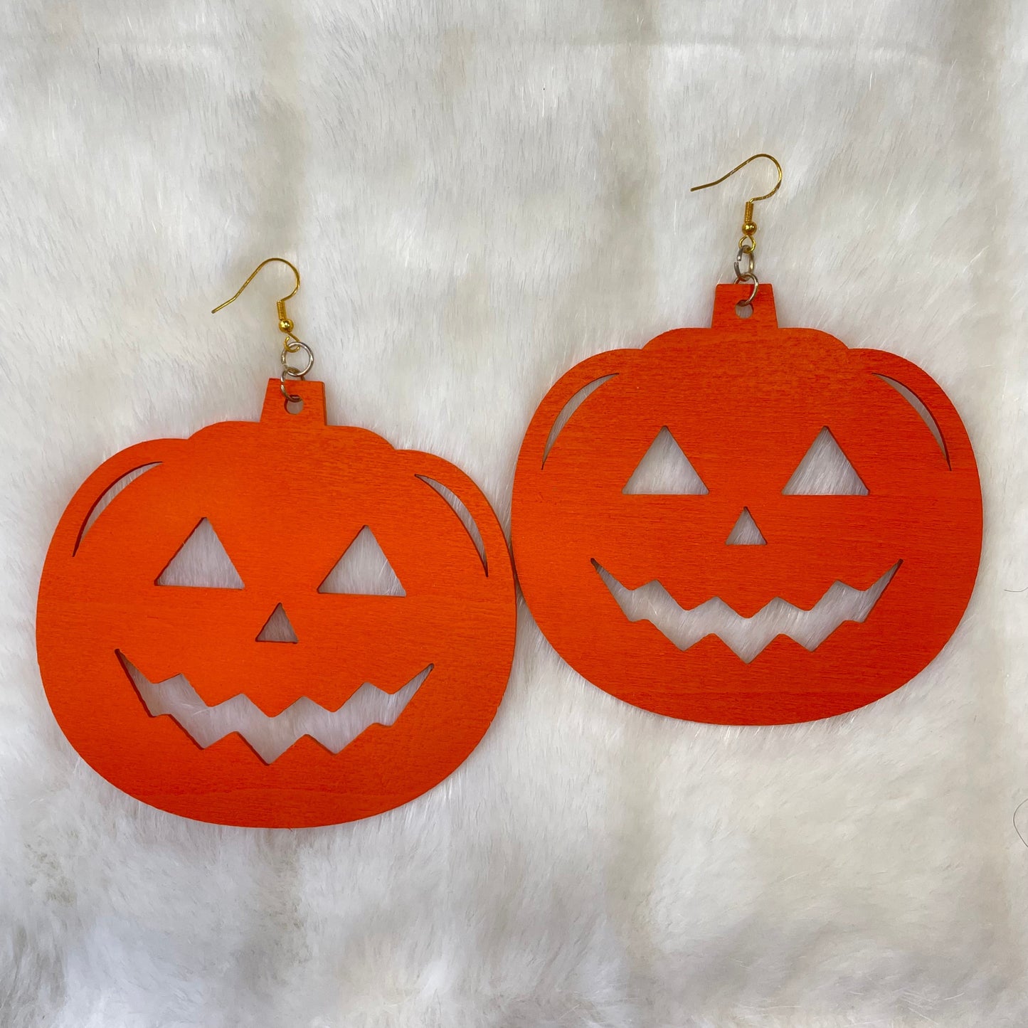 Wood Cut Jack-O-Lantern Earrings