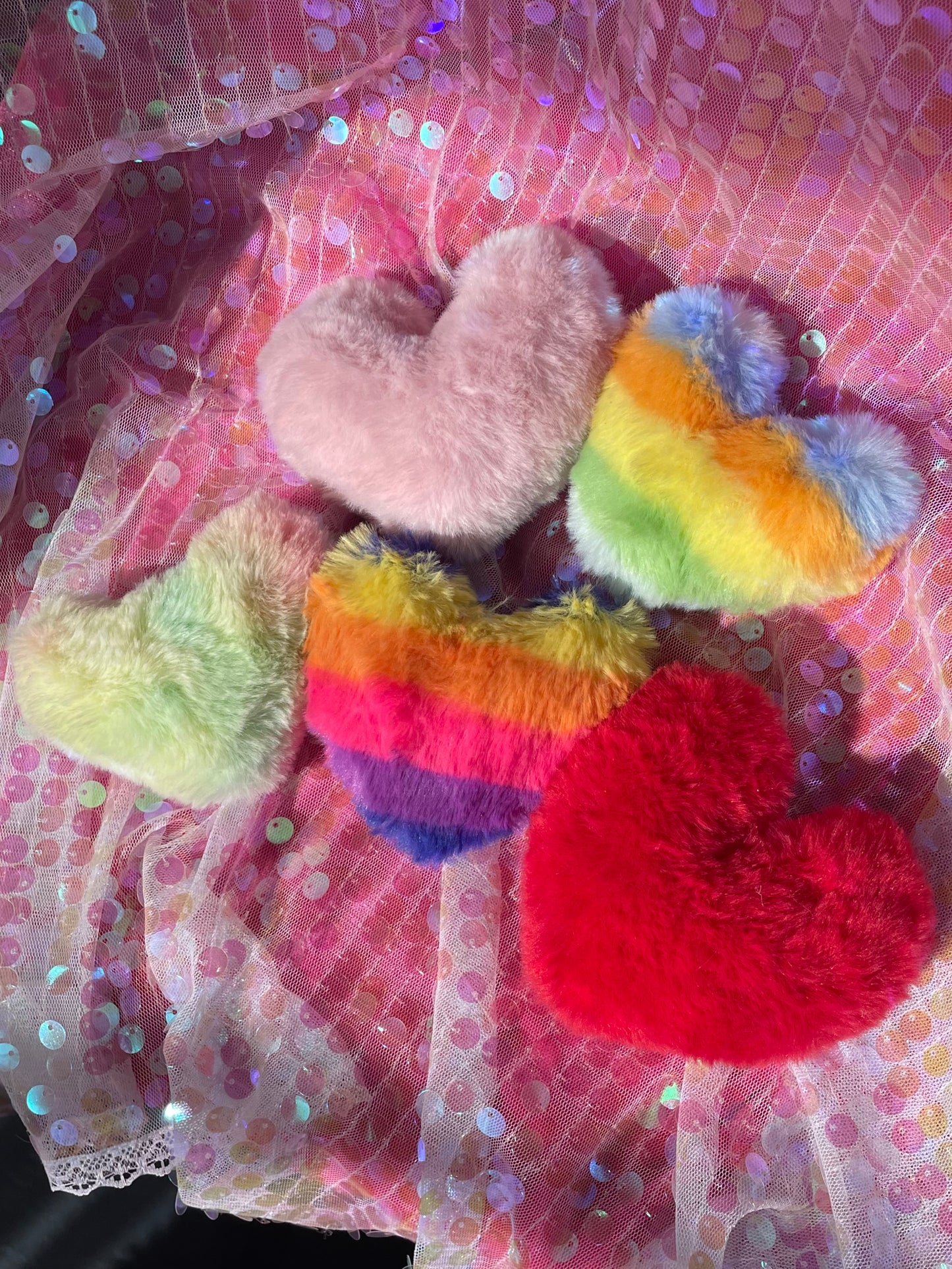 Plush Heart Hair Clips