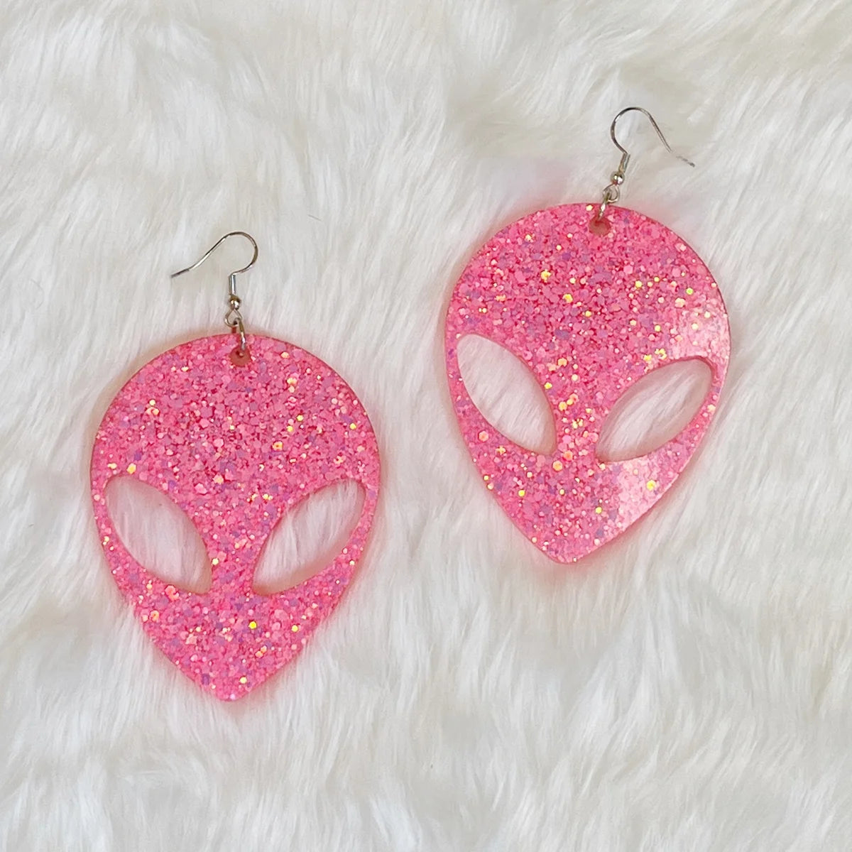 Large Glitter Alien Earrings