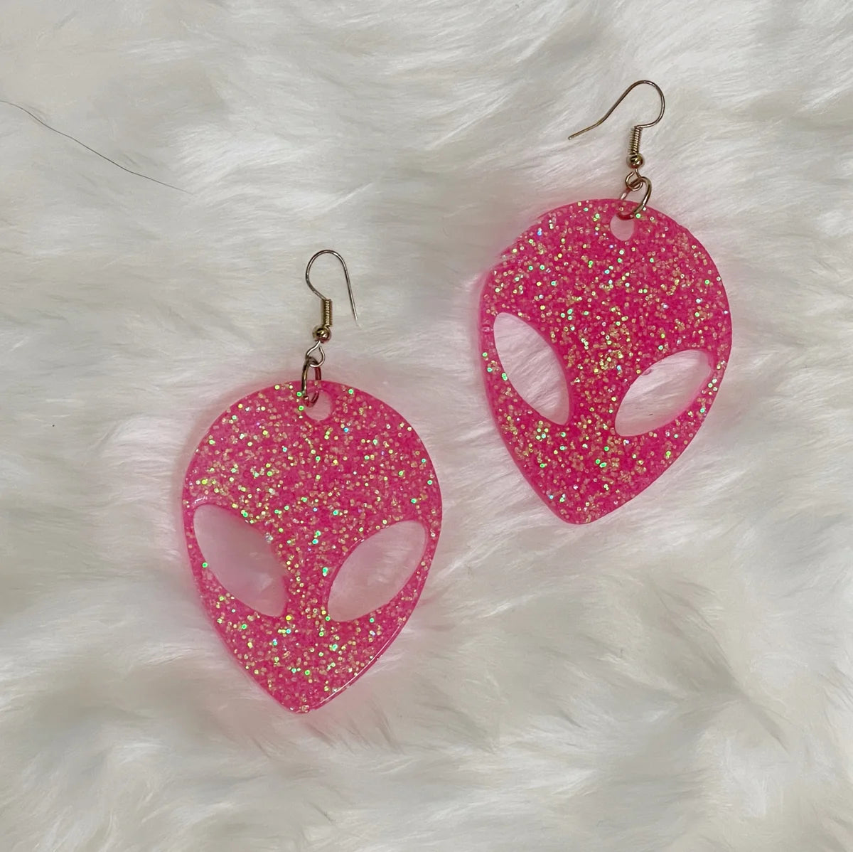 Medium Glitter Alien Earrings