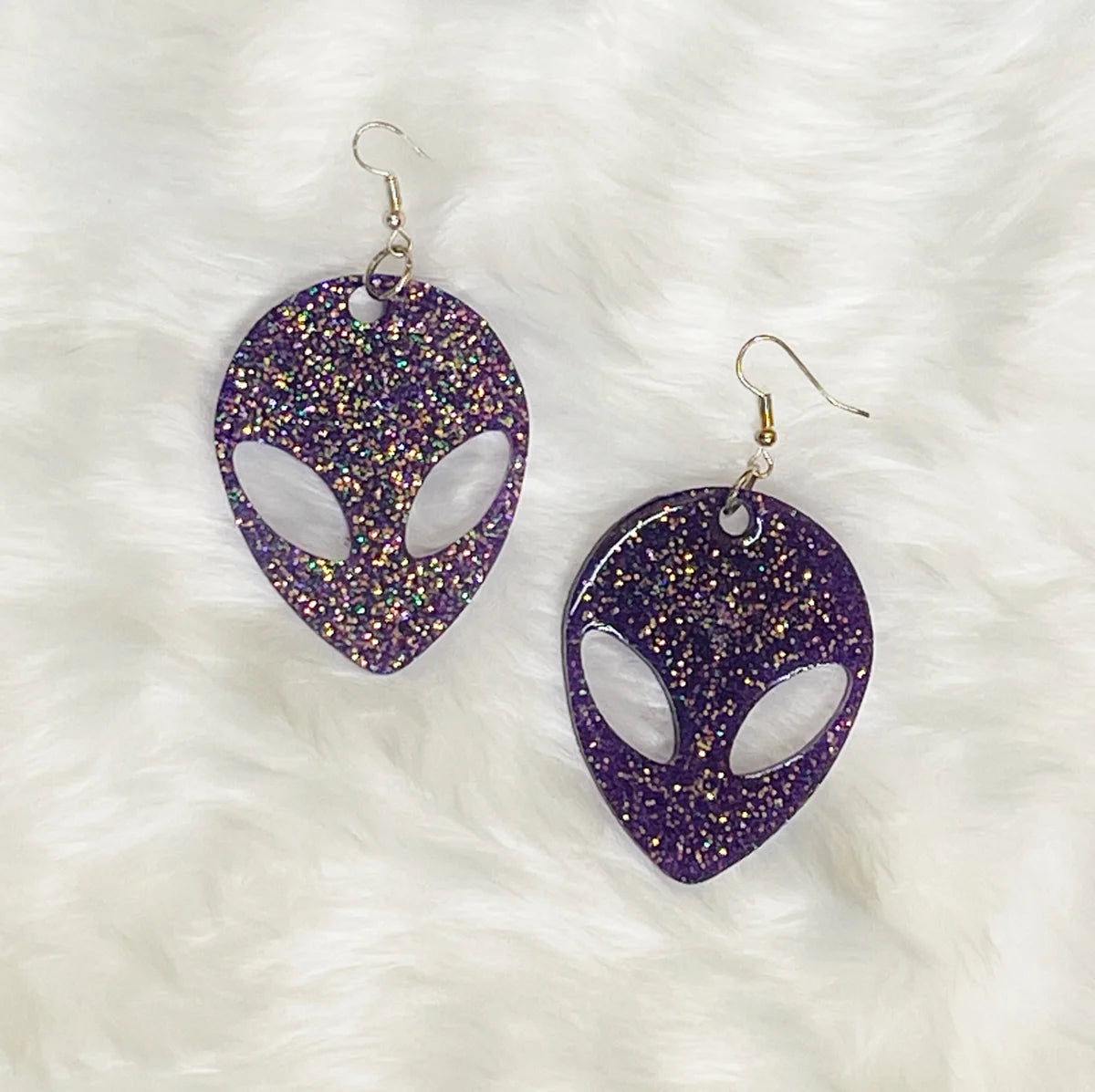Medium Glitter Alien Earrings