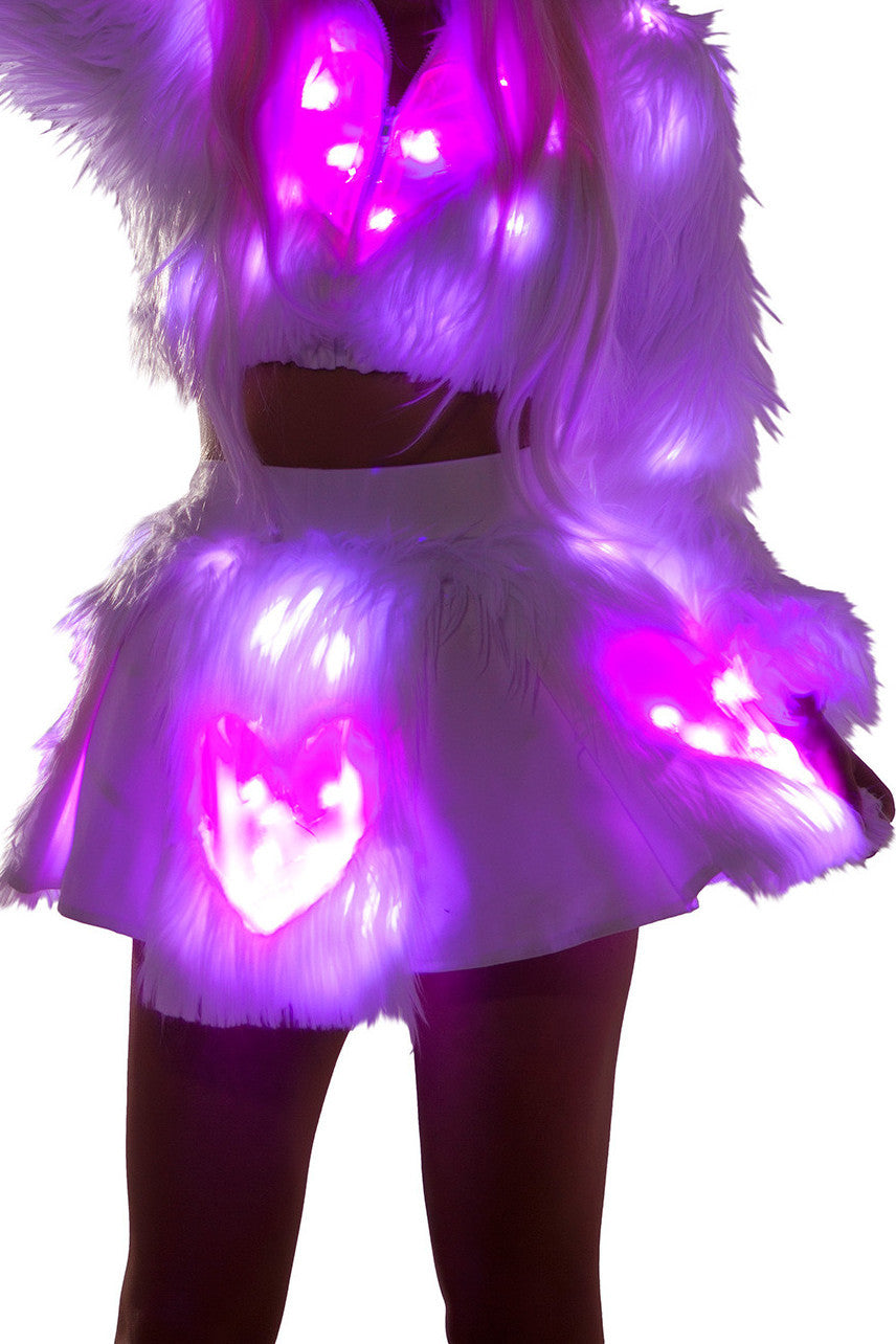 Light-Up White Shag Skirt