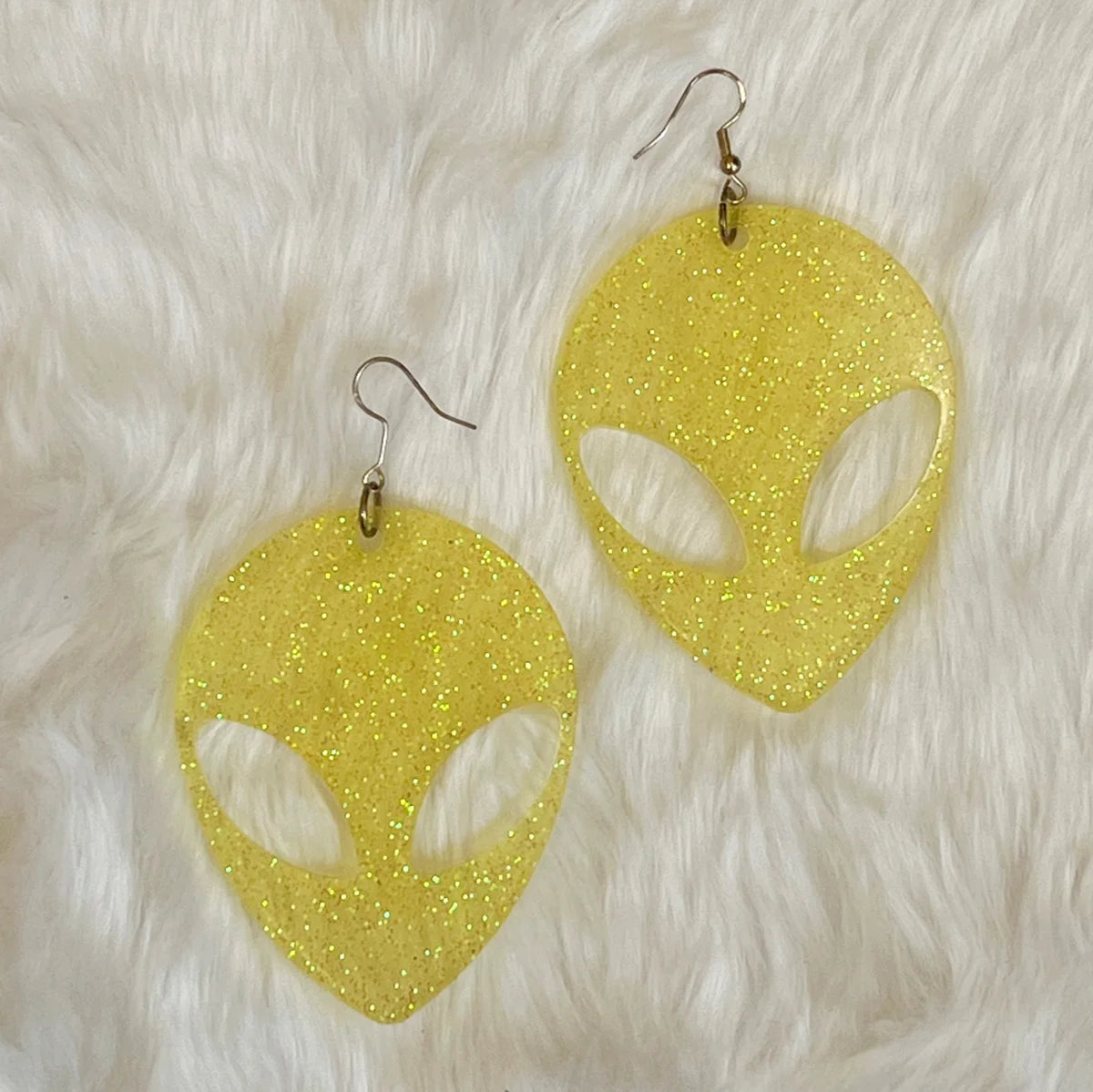 Large Glitter Alien Earrings