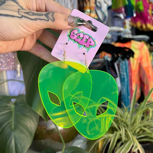 Fluorescent Alien Earrings