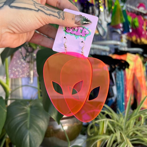 Fluorescent Alien Earrings