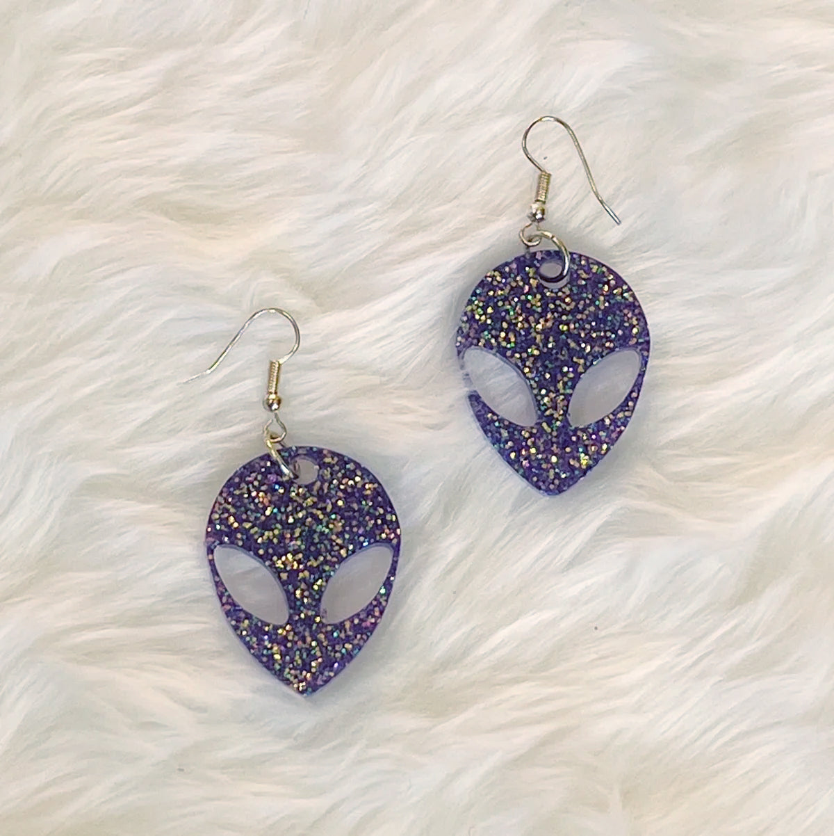 Small Glitter Alien Earrings