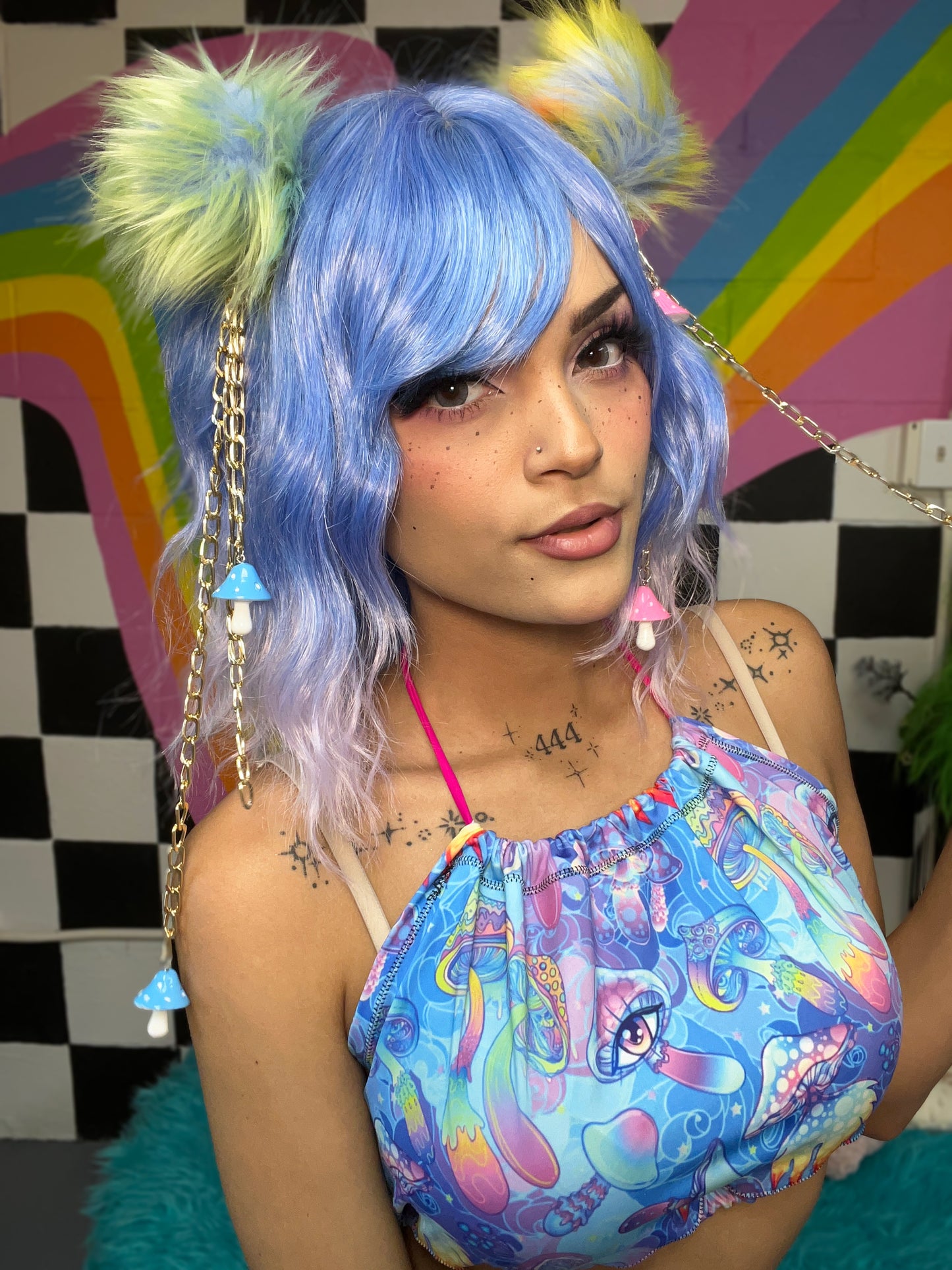 Trippy Blue Shroomies Halter