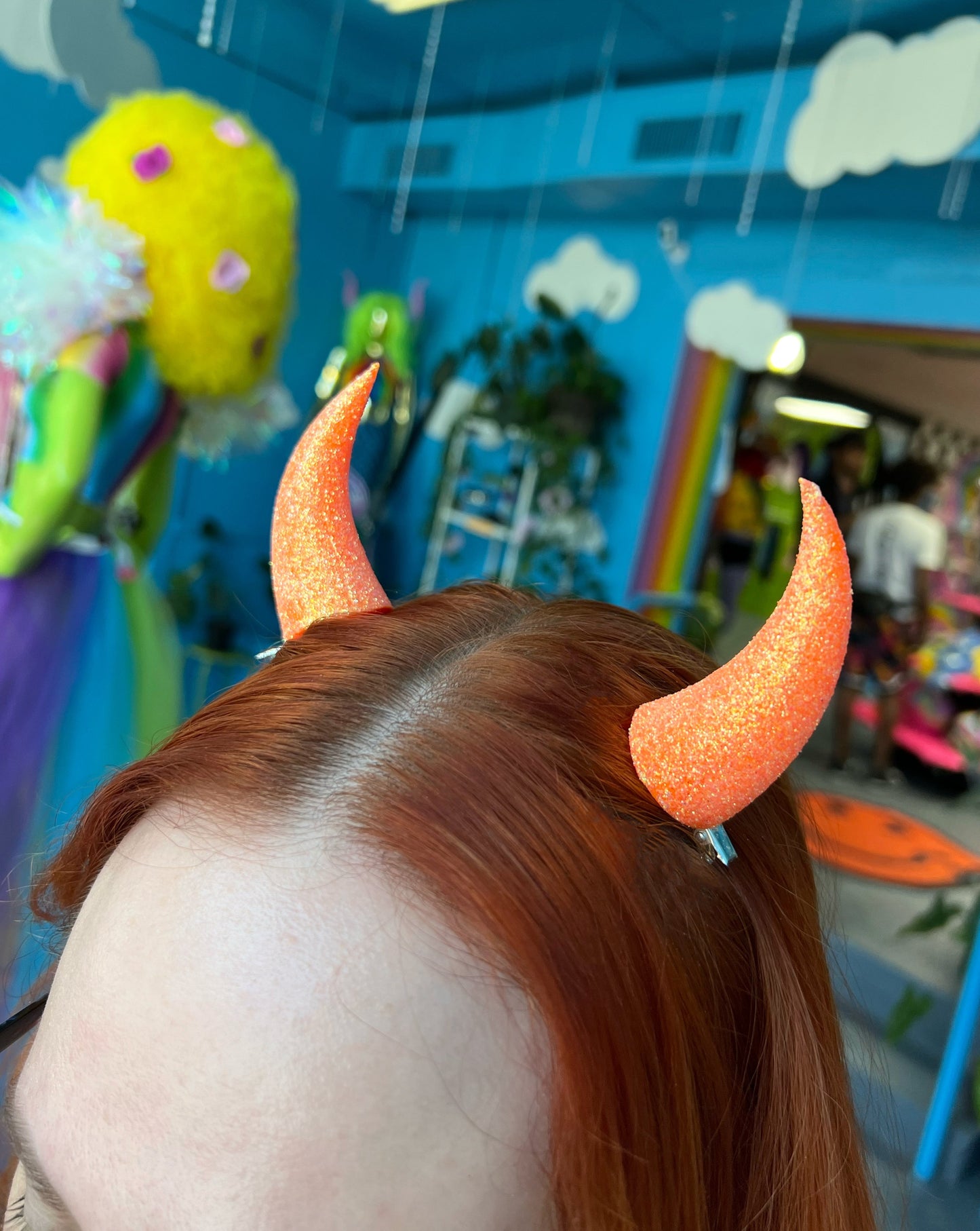 Medium Glittered Horn Hair Clips