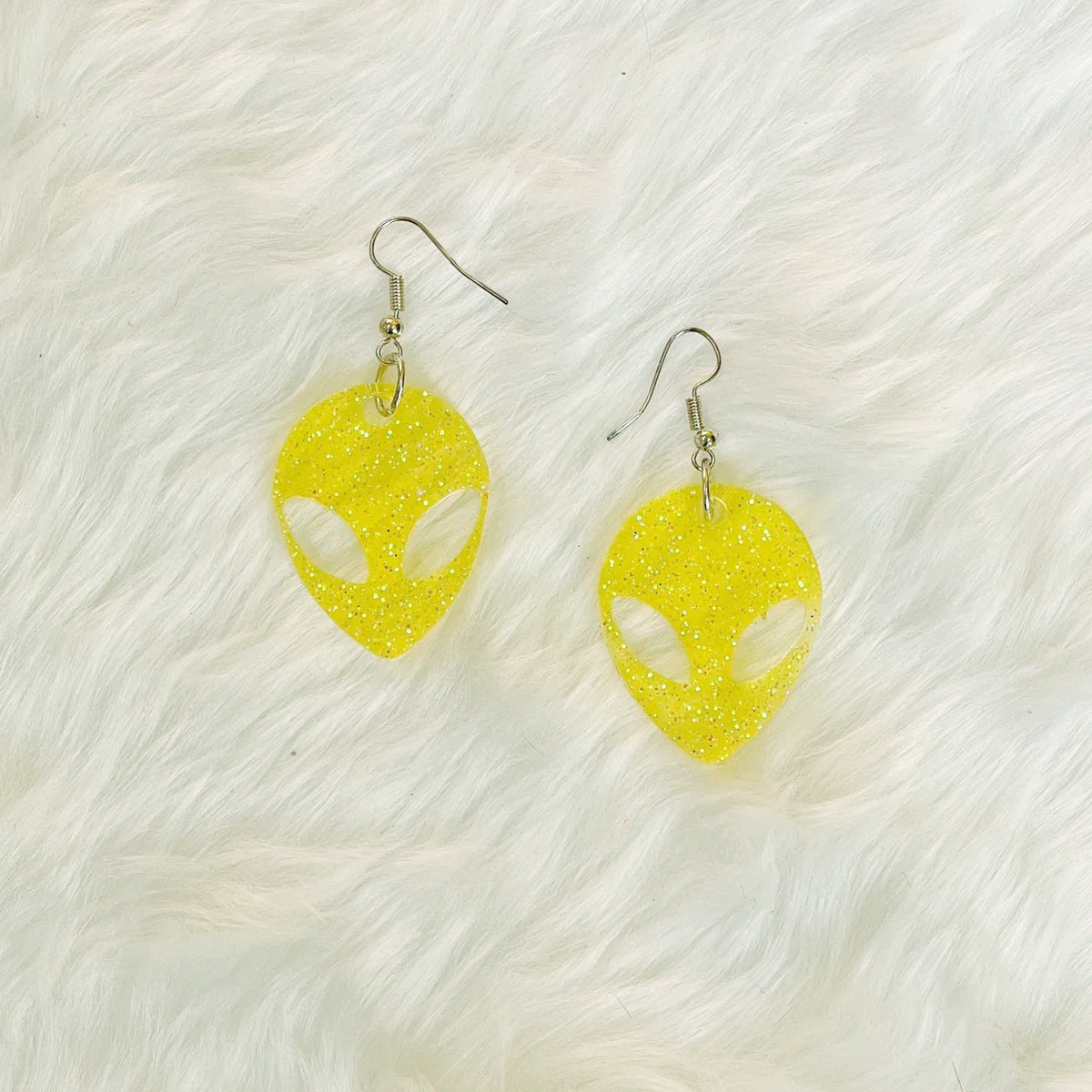 Small Glitter Alien Earrings