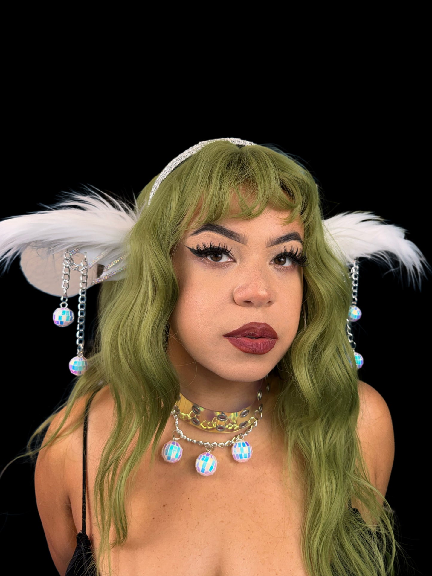 Furry White Disco Goblin Ears