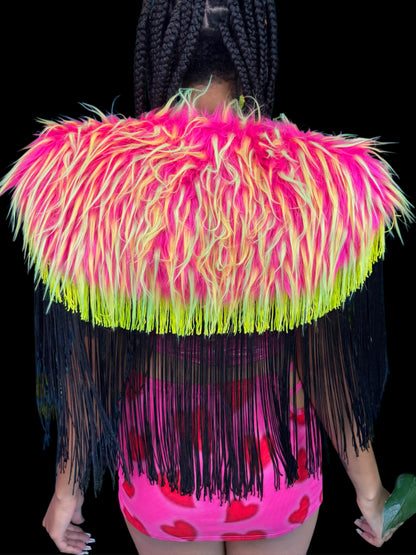 Neon Fur Capelet