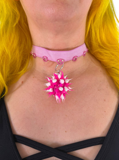 Pink Spikey Ball Choker
