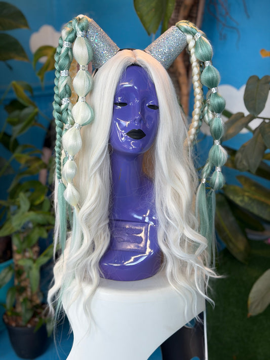 Icy Blonde/Teal Space Braids