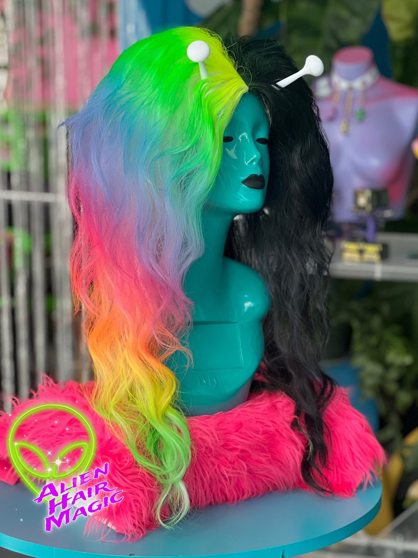 Rainbow Alien Split Wig