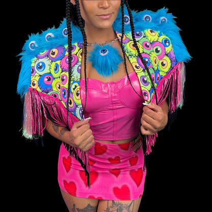 Blue Eyeball Furry Capelet