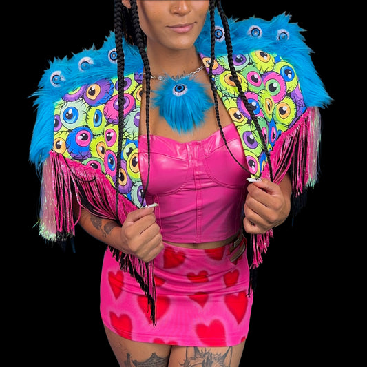 Blue Eyeball Furry Capelet