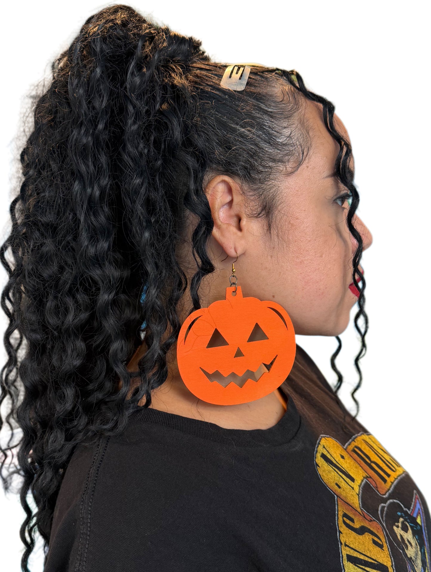 Wood Cut Jack-O-Lantern Earrings