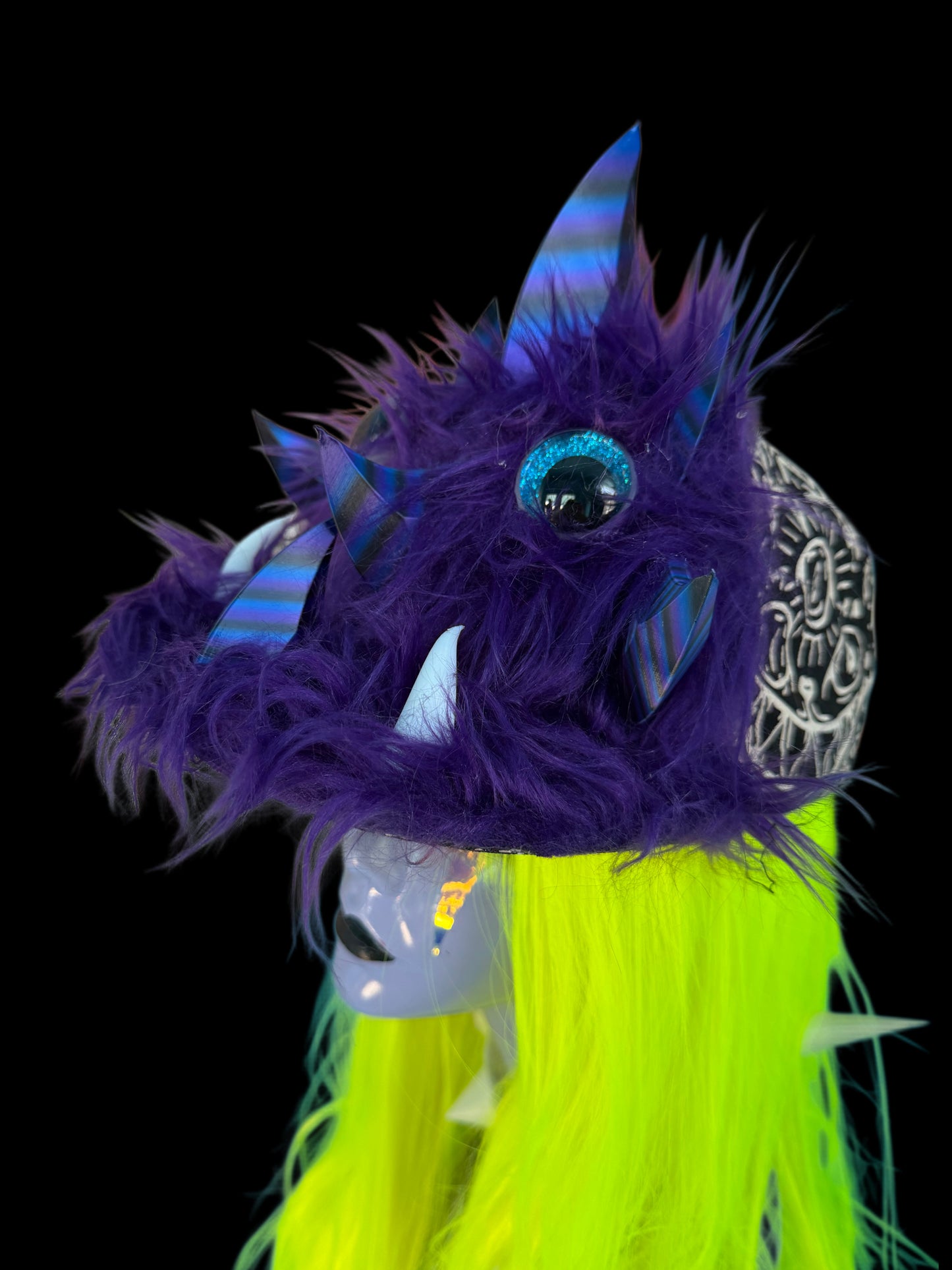 Purple Fur Horned Baseball Hat