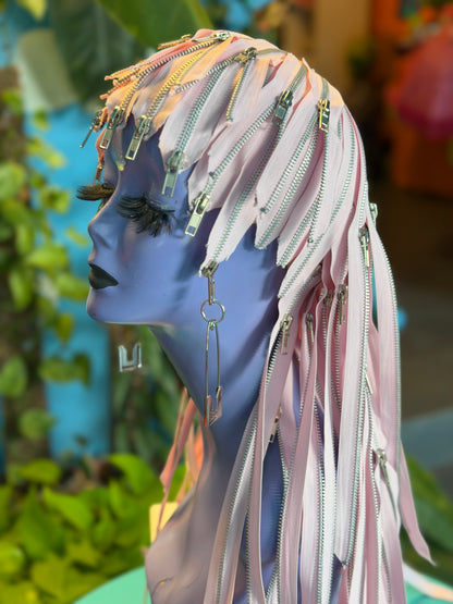 Pink Punk Zipper Wig