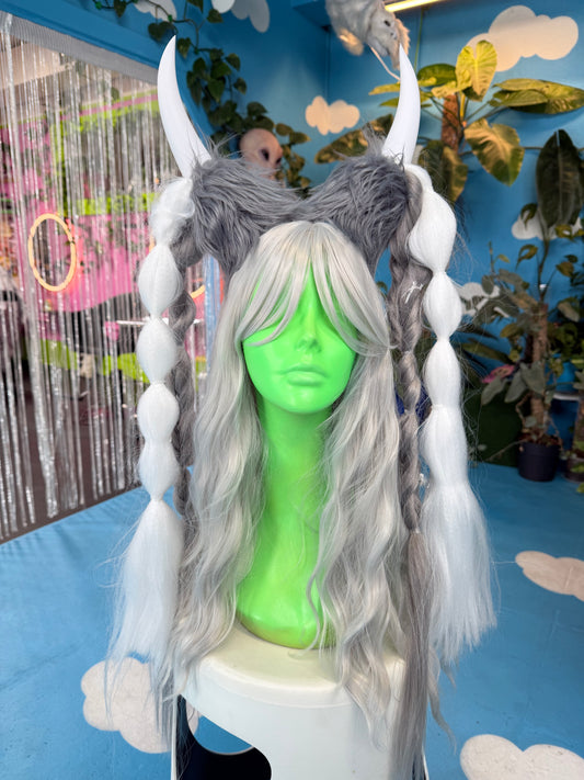 Gray + White Horned Space Braids