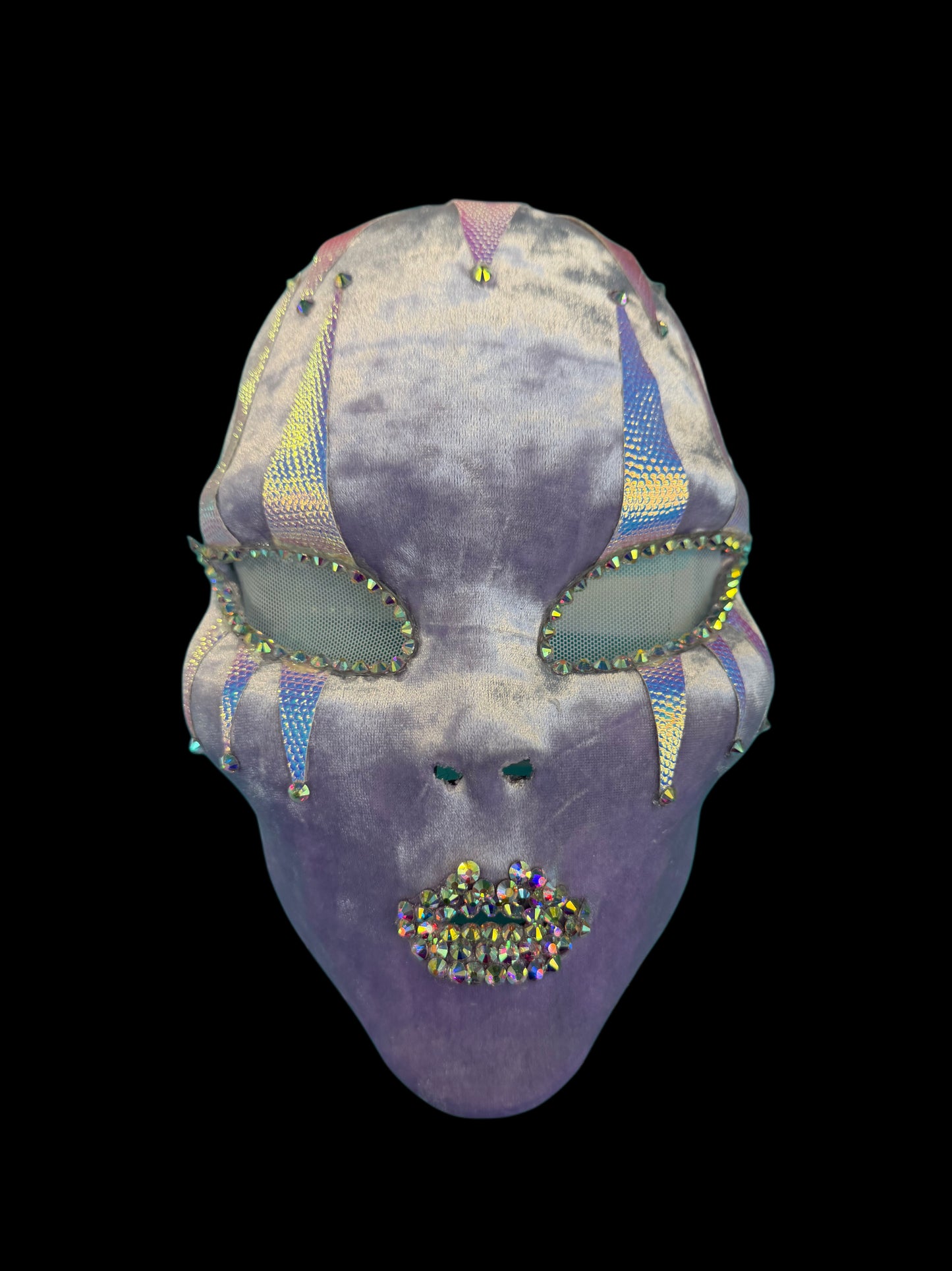 Lavender Velvet Alien Mask