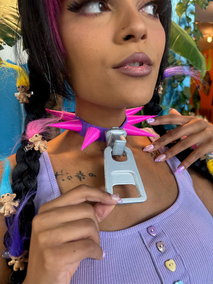 Zipper Pull Spike Collar