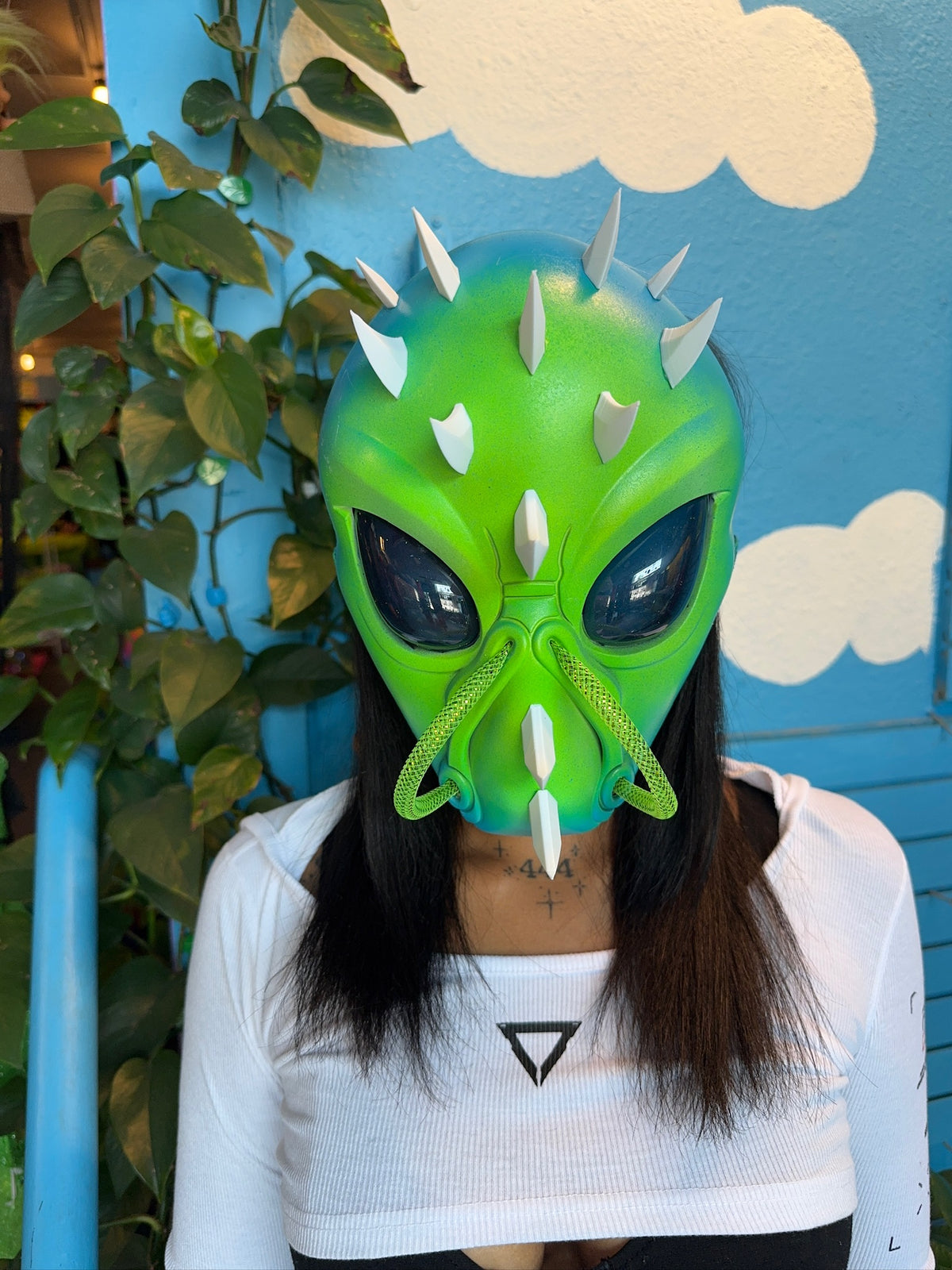 Cyber Spike Green Creature Mask
