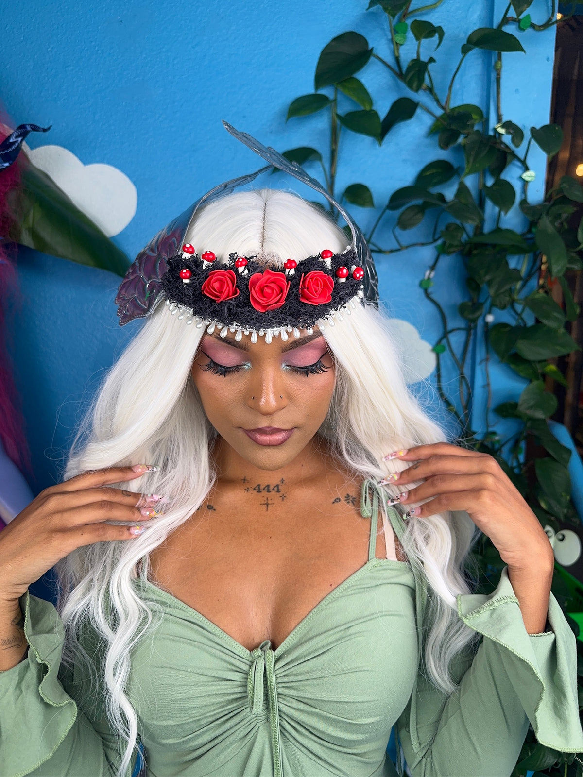 Silver Winged Mushroom Fairy Headdress