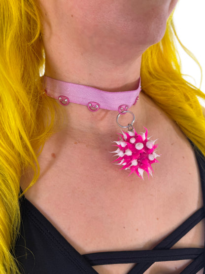 Pink Spikey Ball Choker