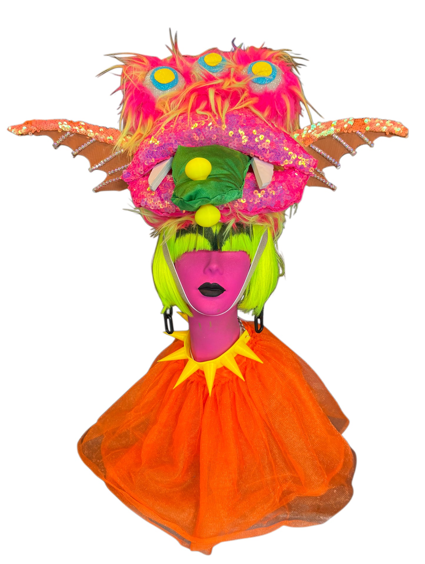 Neon Goblin Monster Hat