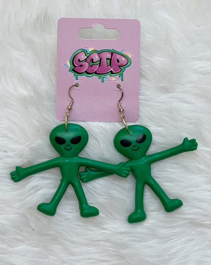 Bendy Arm Alien Earrings