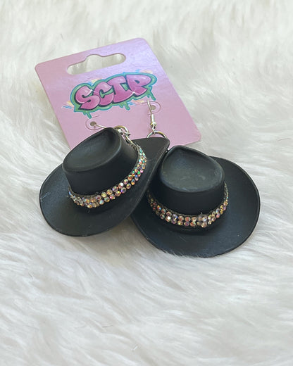 Crystal Cowboy Hat Earrings