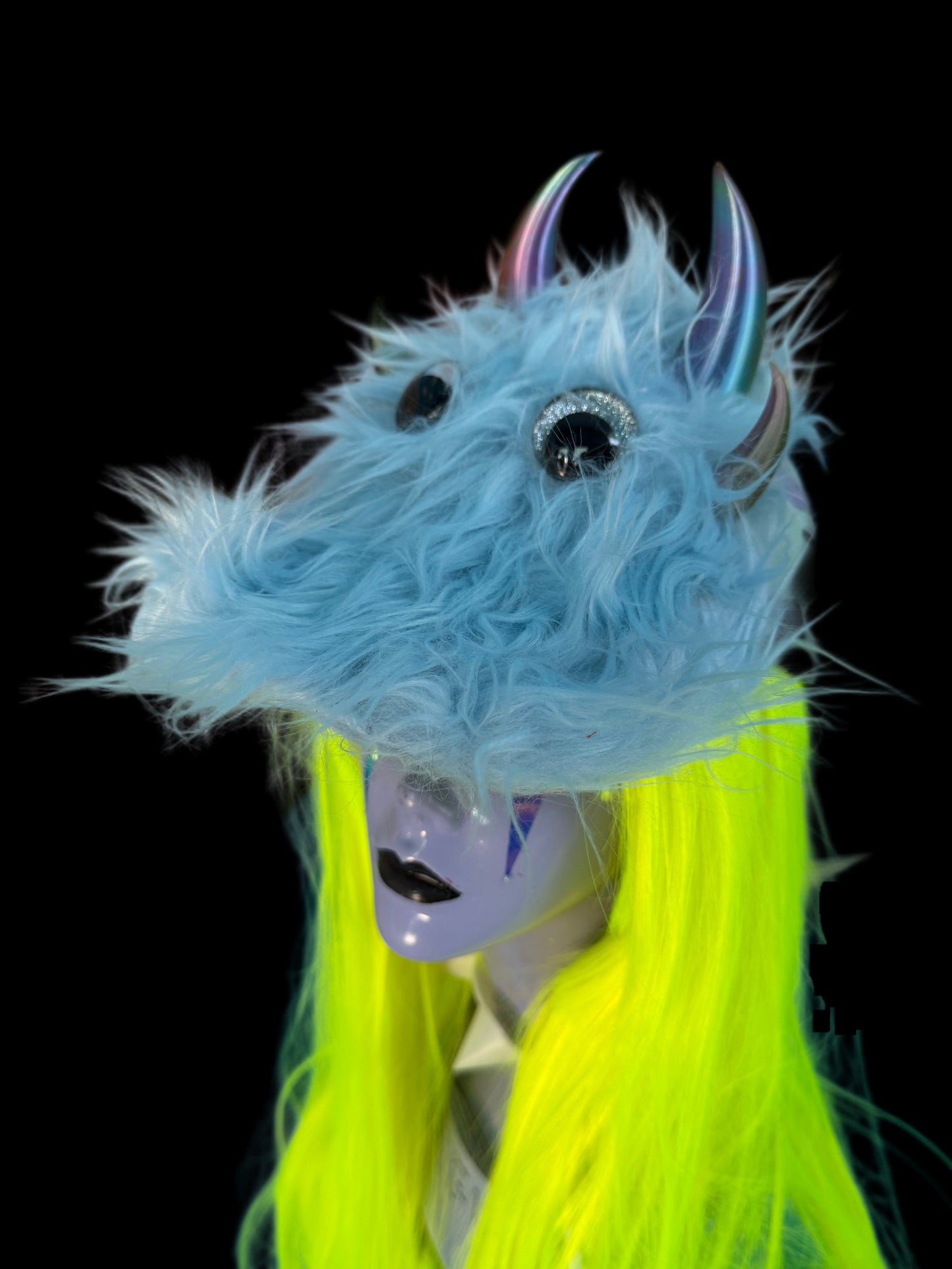 Blue Fur Eyeball Baseball Hat