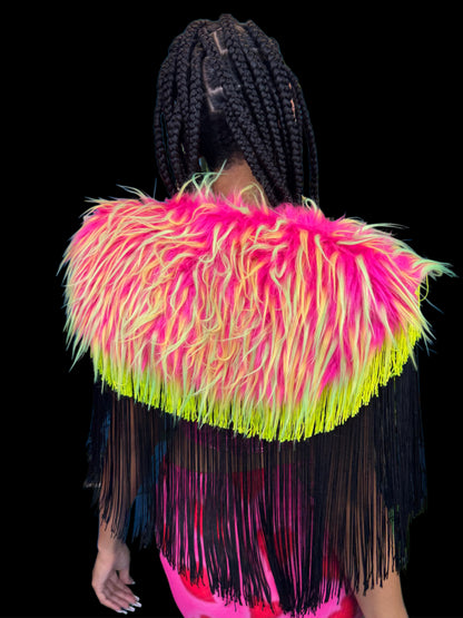 Neon Fur Capelet