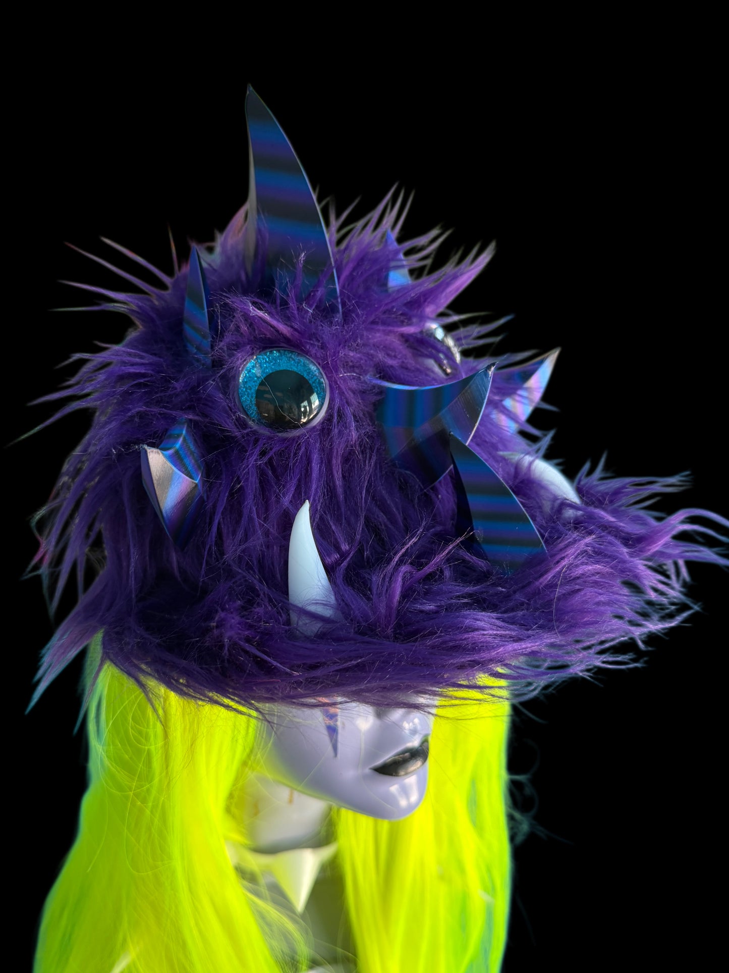 Purple Fur Horned Baseball Hat
