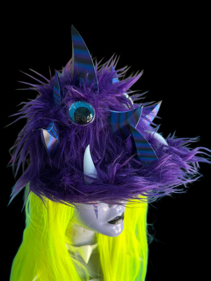 Purple Fur Horned Baseball Hat