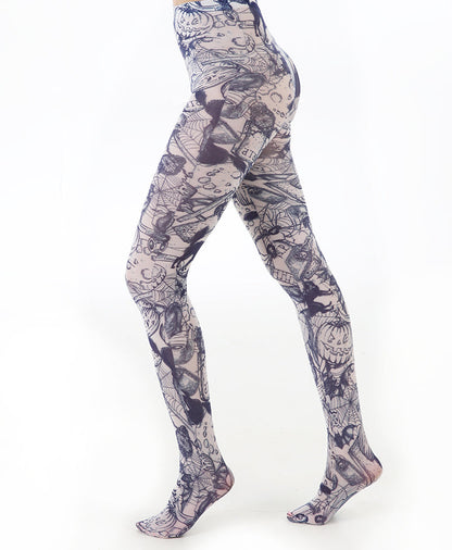 Trick or Treat Printed Tights