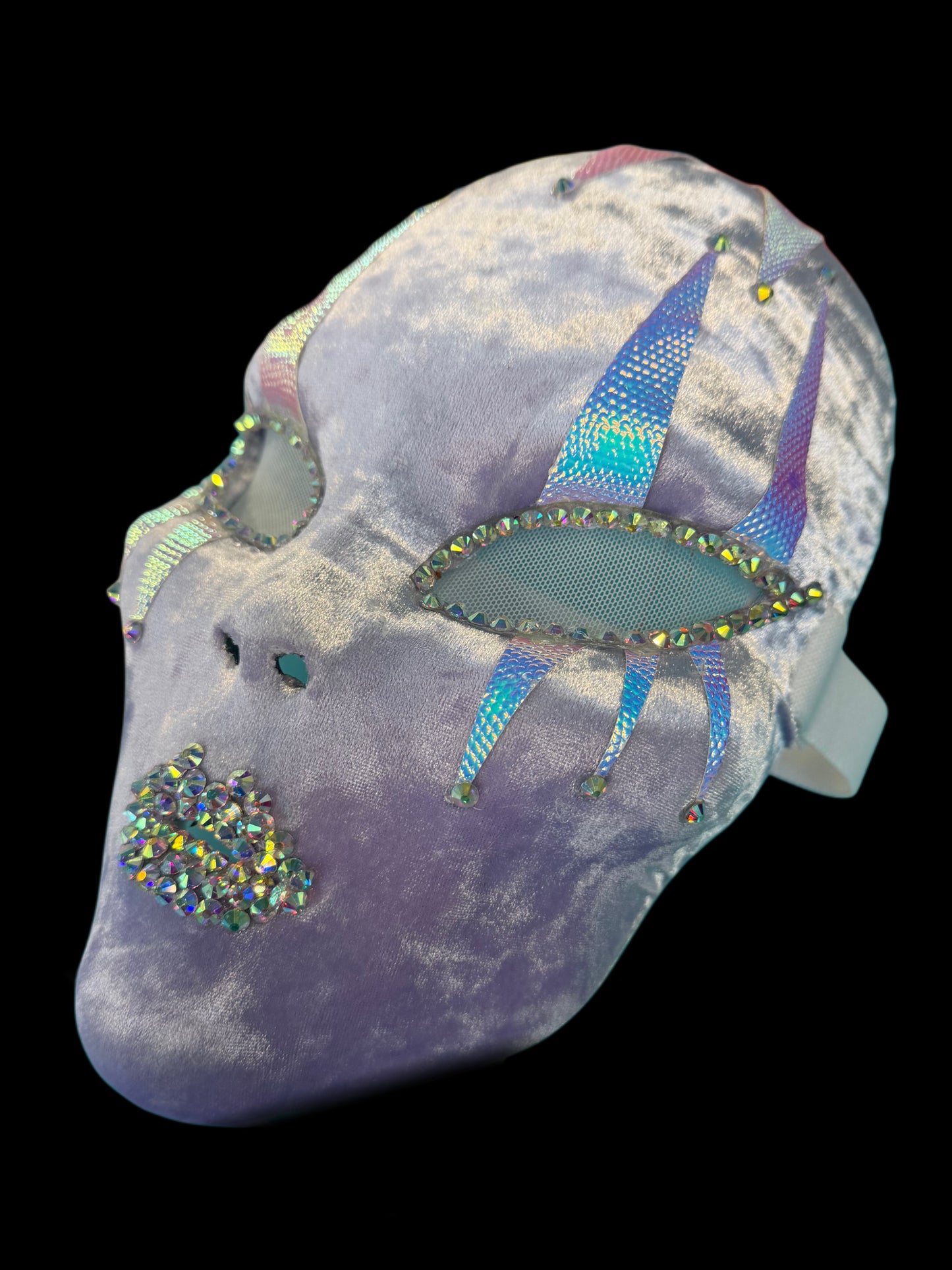 Lavender Velvet Alien Mask