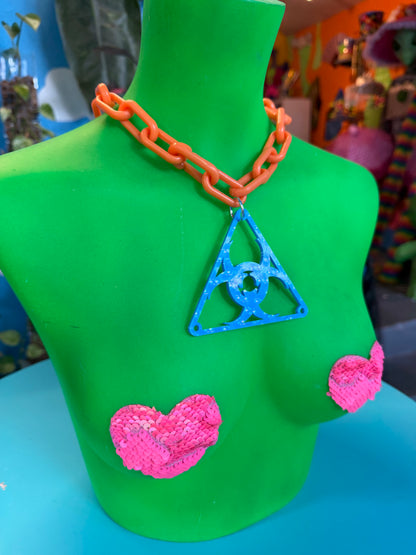 Blue Biohazard Necklace