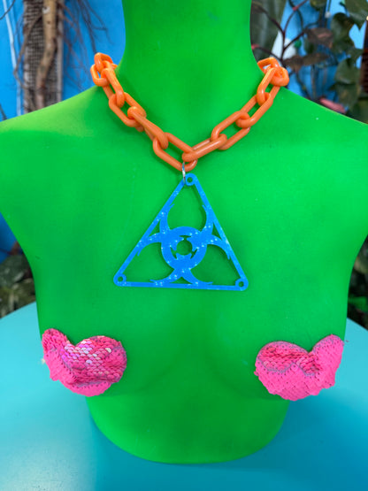 Blue Biohazard Necklace
